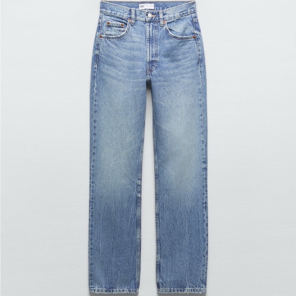 ZARA HIGH-RISE STRAIGHT-FIT TRF JEANS - Picture 1 of 2